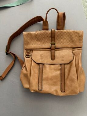 Tan Leather Backpack Tote - Comfortable Everyday Women's Bag